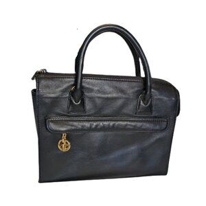 Giani Bernini Black Genuine Leather Satchel Tote Vintage-Era